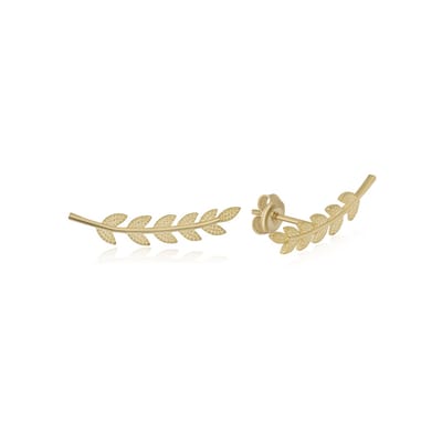 Blad Gold Plated Oorknoppen Zilver (925 sterling) Oorbel Trendy Minimalistisch Combi Bedel Goudkleurig