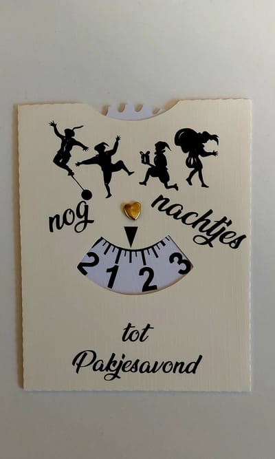Aftelschijf voor pakjesavond, Witte aftelschijf, Sinterklaas, Piet, Kinderfeest, 5 dec