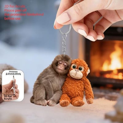 Porte-clés Pendentif Gorille Acrylique Plat 2D Porte-clés Singe Chimpanzé Kawaii Pendentif Sac à Dos Coque de Téléphone Porte-clés Suspendu Jouets Cadeaux gray
