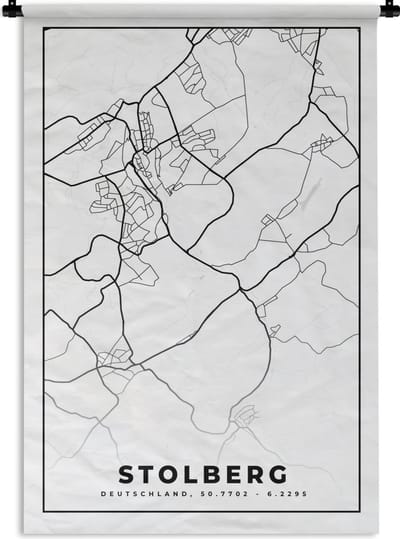 Wandkleed - Wanddoek - Stolberg - Plattegrond - Kaart - Stadskaart - 120x180 cm - Wandtapijt