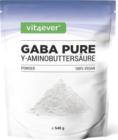 Gaba Puur - 540 g zuiver poeder zonder toevoegingen - laboratoriumgetest - 100% gamma-aminoboterzuur - 180 porties - veganistisch - premium kwaliteit - Vit4ever