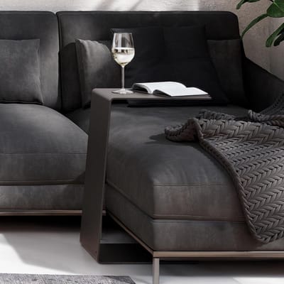 Bijzettafel - C-vorm tafel - Meubels opbergen - Vier opstelmogelijkheden - 60 cm hoogte - Zwart