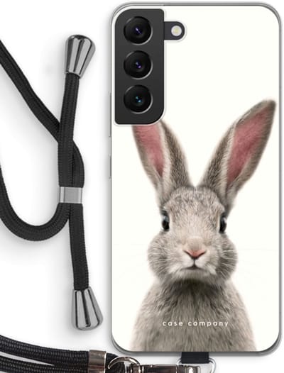 Case Company® - Hoesje met koord geschikt voor Samsung Galaxy S22 hoesje met Koord - Daisy - Telefoonhoesje met Zwart Koord - Bescherming aan alle Kanten en Over de Schermrand