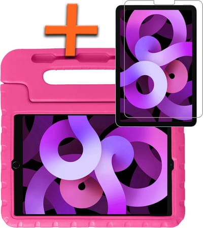 Hoesje - Geschikt voor Apple iPad Air 6 (2024) - 13 inch - 6e Generatie - M2 - Met Screenprotector - Kinderhoes Shockproof Bumper - Kidsproof Case - Tablet Hoes - Kinder Hoes Cover - Roze