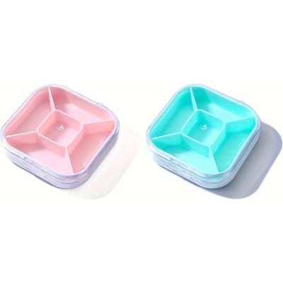 2 Pièces de Piluliers de Voyage avec 5 Compartiments Parfait pour les Vitamines et Suppléments Quotidients Jolie Pilulière Organisateur de Pilules de Voyage Portable pink+green