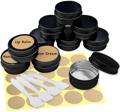Dailygoody - Aluminium lege containers - Ronde reiscrèmepotten - Duurzaam en lichtgewicht - Zwart - Voor cosmetica en DIY - Inclusief kraftpapierstickers