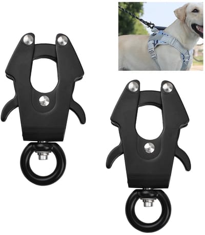Frog Clip, 2 Pcs Space Aluminum Locking Dog Leash Buckle with 750lbs Weight Capacity Quick Release Buckle Dog Leash Buckle 360 Degree Rotatable Clip (15mm Round Ring)