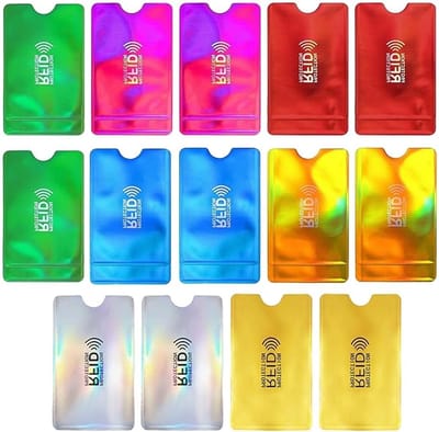 14 Stuks RFID Bescherming, Creditcardhoezen met Blokkering, Contactloze Beveiliging en NFC, Heldere Kleuren, Zilver en Meer