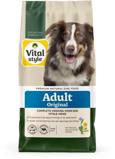 VITALstyle Hond Adult Original - Hondenbrokken - Alles Voor Een Vitale Hond - Met o.a. Paardenbloemwortel & Citroenmelisse - 12 kg