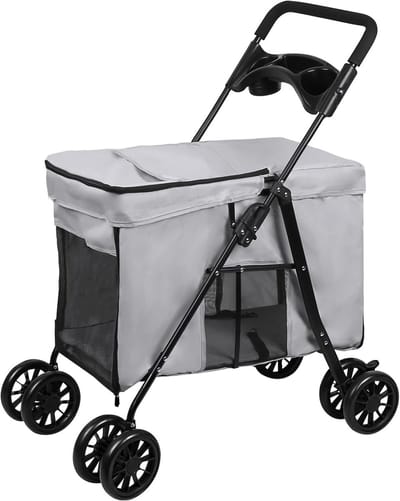 Opvouwbare Hondenbuggy - Dieren Reismand - Comfortabel Reizen - Waterdicht Oxford - 95x75x49 cm - Grijs
