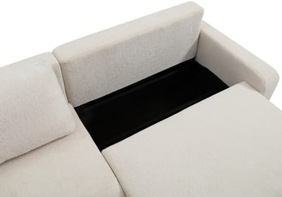 Vente-unique Vierzitsslaapbank in beige chenille stof YOKIRA