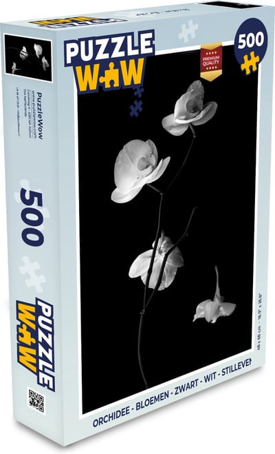 Puzzel Orchidee - Bloemen - Zwart - Wit - Stilleven - Legpuzzel - Puzzel 500 stukjes