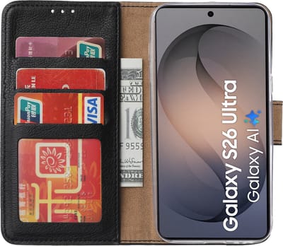Hoesje Geschikt voor Samsung Galaxy S26 Ultra – Arara bookcase met pasjeshouder - Zwart