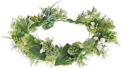 Bloemen Kroon - Bloemen Hoofdband - Bruiloft Festivals - Handgemaakt Artikel - Verstelbaar Lint - Groen