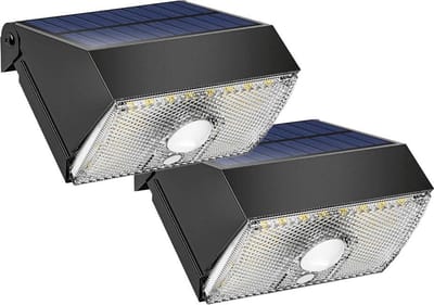 Solar wandlamp buiten 'Beam' - Voordeelset van 2 stuks - Helder wit licht - Tuinverlichting met bewegingsmelder - Buitenlamp op zonne-energie - 3 verschillende standen - Zwart