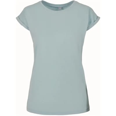 Build Your Brand - Extended Shoulder Dames T-shirt - Ocean Blue maat L