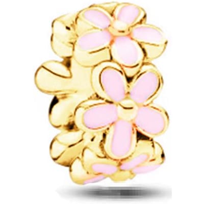 Nieuwe Sprankelende Gouden Poolster Liefdesbrief Oneindigheidsknoop Bloeiende Roos Clip Bedels Kralen Passend op Originele Armband Doe-het-zelf Sieraden Cadeaus beige