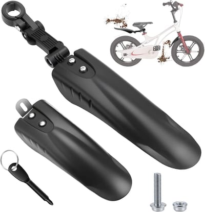 Kinderfiets Spatborden - Fiets Bescherming - Droog Blijven - Eenvoudig Verstelbaar - 16-18 Inch - Zwart