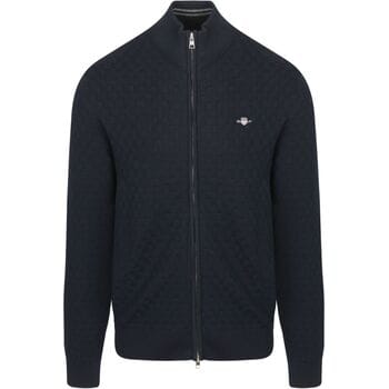 Gant Vest Texture Donkerblauw - Maat XL - Heren
