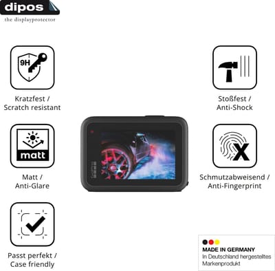 dipos – 2x Matte Pantserfolie geschikt voor GoPro HERO9 | 9H Screenprotector