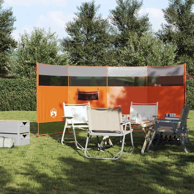 vidaXL - Windscherm - camping - waterdicht - 366x152x152 - cm - grijs - en - oranje