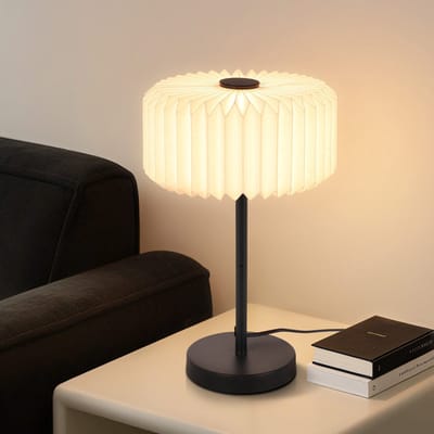 NETTLIFE Tafellamp - 1xG9 - wit - Ø 24cm - met papieren Lampenkap - Nachtlampje met kabel - Vintage Leeslamp - voor Slaapkamer | Woonkamer | Eetkamer | Bureau - zonder lamp