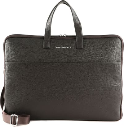 MANDARINA DUCK Leren Handtas Schoudertas met laptopvak Mellow Urban Briefcase Mole Donkerbruin