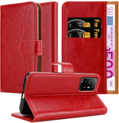 Cadorabo Hoesje geschikt voor Oppo A94 5G in WIJN ROOD - Beschermhoes met magnetische sluiting, standfunctie en kaartvakje Book Case Cover Etui