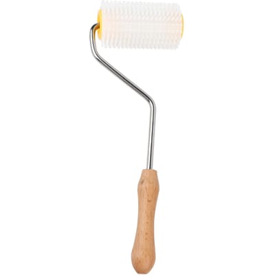 Plastic Honing Ontzegelroller met Houten Handvat Bijenkorf Extractieroller Imkergereedschap white