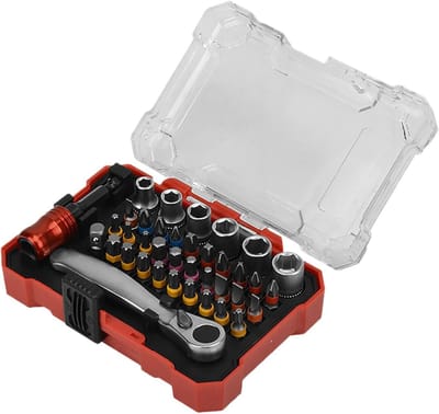 Ratelschroevendraaier set - Gereedschapskist - Reparaties uitvoeren - Magnetische ratel - 38-delig - Zwart