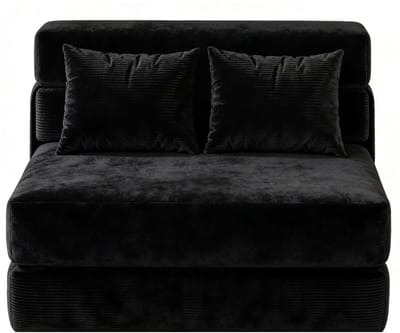 Opvouwbare Slaapbank 2-Zits - 102x193x23cm - Logeerbed - Slaapfauteuil 2 in 1 Met Kussens - Uittrekbare Slaapbank - Draagbaar - Voor Woonkamer en Slaapkamer - Zwart