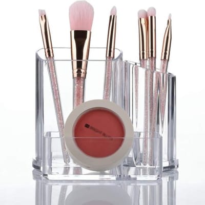 Make-up organizer borstelhouder 3 secties acryl cosmetische opbergkoffer standaard voor make-up, thuis, op kantoor, badkamer