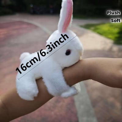 Konijn Pluche Dieren Klaparmbanden voor Kinderen Pluche Dier Klap Snap Armbanden Bulk Konijn Polsbandjes Feestartikelen Cadeaus gray