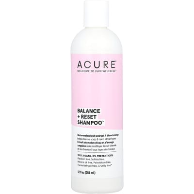 ACURE, Shampooing Balance + Reset, convient à tous les types de cheveux, extrait de fruit de pastèque et saveur d'orange sanguine, 12 fl oz (354 ml)