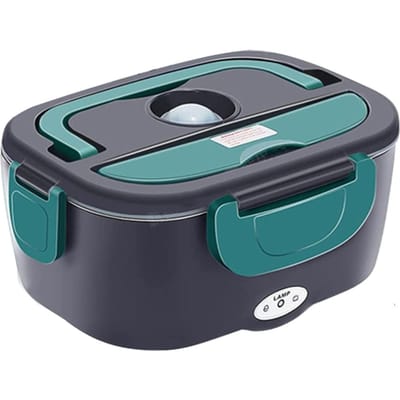 Verwarming Lunchbox 40W Draagbaar Roestvrij staal 110V+12V/24V Dubbele voedingsinterface Roestvrij staal gray