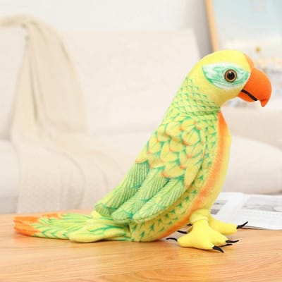 5070Cm Mignon Perroquet Réaliste Peluche Animal Rempli Jouet Doux Kawaii Simulation Oiseaux Poupées Pour Enfants Filles Bébé Cadeau d'Anniversaire about 50x25cm jaune