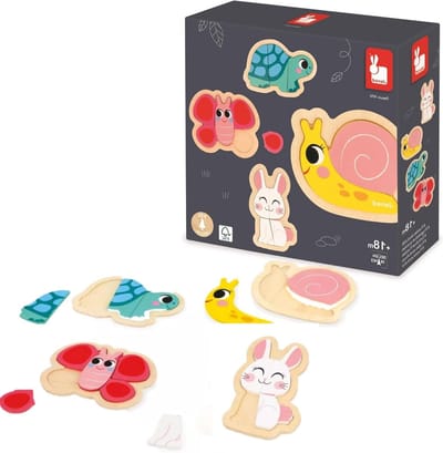 Houten Puzzels - Peuter Spelletjes - Leren Tellen - 4 Puzzels - 18 cm - Meerkleurig