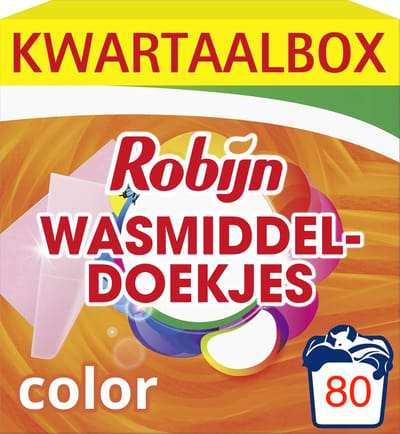 Robijn - Wasmiddeldoekjes Color - 5 x 16 stuks - Voordeelverpakking