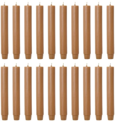 Rustik Lys chique mooie dinerkaarsen pak van 20 stuks 2.6 x 18 cm in de kleur Tabak