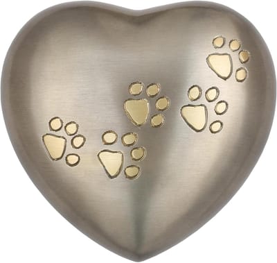Urn voor As - Gedenkurn Huisdier - Herdenken Geliefde - Hartvorm Met Pootafdruk - 33 Kubieke Inch - Pewter