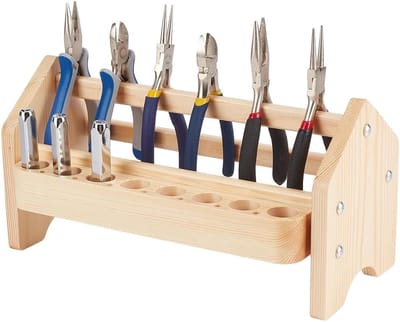 Mini houten tangenrek voor sieraden maken, 26,7 x 11,5 x 13,5 cm, gereedschap organizer en opslag voor ambachtelijke materialen
