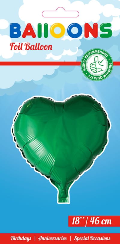 Folieballon 18'' Hartvormig Groen - Feest Folie Ballon Helium Versiering Decoratie Hart Hartje Ballonnen