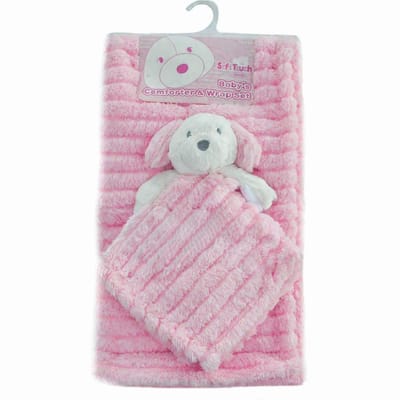 Soft Touch - Baby Set - Knuffeldoek & Dekentje (75x90 cm) - Roze - Hondje