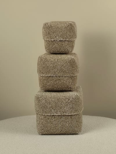Blitzdeco - Balinese Offermandenset - Tijn - Licht Beige Kralen - Handgemaakt & Uniek
