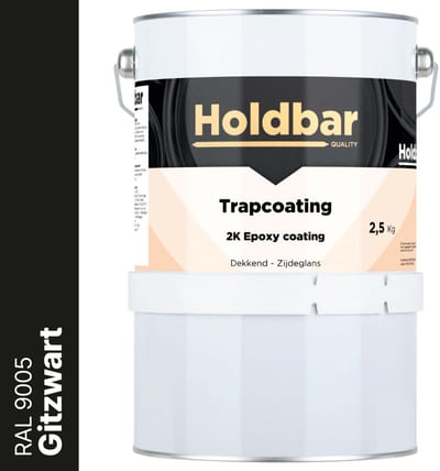 Holdbar Trapcoating Gitzwart (RAL 9005) 2,5 kg - Trapverf - Slijtvast - Trap Verven - Gemakkelijk Schoonmaken - Bestand tegen zware belastingen