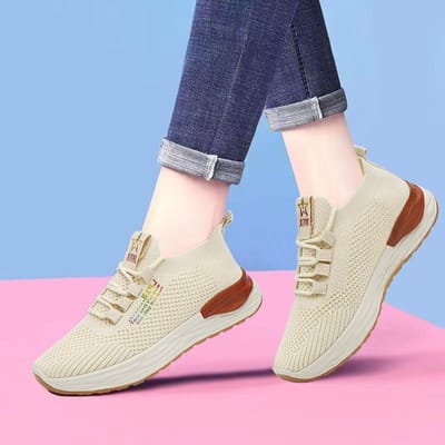 Damesschoenen Lente Nieuwe Vlieg Geweven Enkele Schoenen Koreaanse Stijl Trendy Casual Schoenen Comfortabele Ademende Sportschoenen Lichte Mesh Schoenen 40