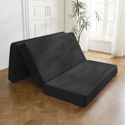 Opvouwbaar Matras - Gastenmatras Vloer - Comfortabel Slapen - CertiPUR-US Corduroy - 190x90x10 cm - Zwart