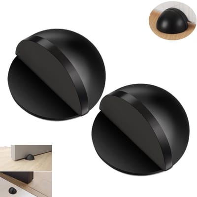 2 Stuks - Zelfklevende Deurstopper voor Huis & Badkamer - Schadevrij voor Glazen Deuren - Schildpadvormig zonder Gaten - Halve Maanvorm - Zwart - 6 x 6 x 3 Cm - Muurbeschermer zonder Stoten