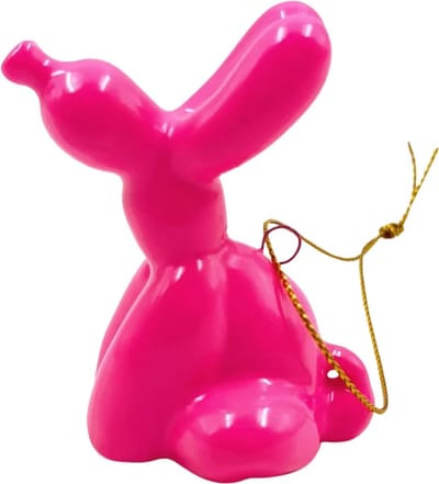Housevitamin - Ballon Hond Zittend - Kerstbal - Pink - 5,5x4x6,5cm