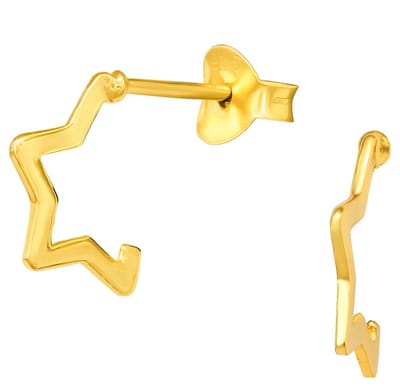Joy|S - Zilveren ster oorbellen - oorringen - 11 mm - gold plated
